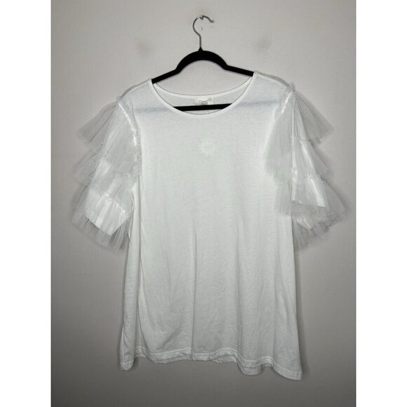 Oddy White Ruffle Short Sleeve Top Casual Blouse Boho Size 2XL NWT - Picture 1 of 10